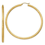 Загрузить изображение в средство просмотра галереи, 14K Yellow Gold Large Diamond Cut Classic Round Hoop Earrings 67mm x 3mm
