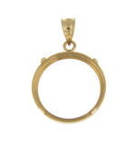 Ladda upp bild till gallerivisning, 14K Yellow Gold Holds 17.9mm x 1.2mm Coins or United States US $2.50 Dollar or Chinese Panda 1/10oz Ounce Coin Holder Tab Back Frame Pendant

