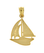 Indlæs billede til gallerivisning 14k Yellow Gold Sailboat Sailing Nautical Pendant Charm
