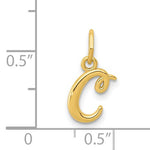 Carregar imagem no visualizador da galeria, 10K Yellow Gold Lowercase Initial Letter C Script Cursive Alphabet Pendant Charm
