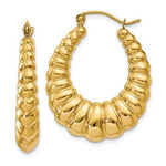 Charger l&#39;image dans la galerie, 14K Yellow Gold Shrimp Scalloped Twisted Hoop Earrings
