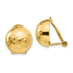 Φόρτωση εικόνας στο εργαλείο προβολής Συλλογής, 14k Yellow Gold Non Pierced Clip On Hammered Ball Omega Back Earrings 12mm
