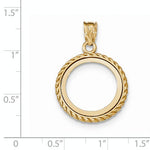Charger l&#39;image dans la galerie, 14K Yellow Gold 1/10 oz or One Tenth Ounce American Eagle Coin Holder Polished Rope Prong Bezel Pendant Charm for 16.5mm x 1.3mm Coins

