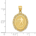 Φόρτωση εικόνας στο εργαλείο προβολής Συλλογής, 14k Yellow Gold Libra Zodiac Horoscope Oval Pendant Charm

