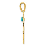 Load image into Gallery viewer, 14K Yellow Gold Hand of God Hamsa Chamseh with Turquoise Pendant Charm
