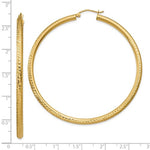 Загрузить изображение в средство просмотра галереи, 14K Yellow Gold Large Diamond Cut Classic Round Hoop Earrings 60mm x 3mm
