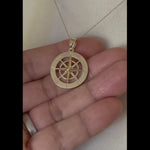 ギャラリービューア14k Yellow Gold Nautical Compass Medallion Pendant Charmに読み込んでビデオを見る
