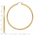 Indlæs billede til gallerivisning 14K Yellow Gold Extra Large Diamond Cut Classic Round Hoop Earrings 73mm x 3mm
