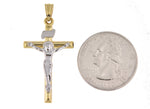 將圖片載入圖庫檢視器 14k Gold Two Tone INRI Crucifix Cross Pendant Charm
