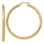 Загрузить изображение в средство просмотра галереи, 14K Yellow Gold Large Diamond Cut Classic Round Hoop Earrings 50mm x 3mm
