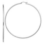 Ladda upp bild till gallerivisning, Sterling Silver Diamond Cut Classic Round Hoop Earrings 75mm x 2mm
