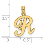 將圖片載入圖庫檢視器 14K Yellow Gold Script Initial Letter R Cursive Alphabet Pendant Charm
