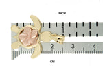Kép betöltése a galériamegjelenítőbe: 14k Gold Two Tone Turtle Plumeria Flower Pendant Charm
