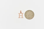 Kép betöltése a galériamegjelenítőbe: 14K Rose Gold Uppercase Initial Letter H Block Alphabet Pendant Charm
