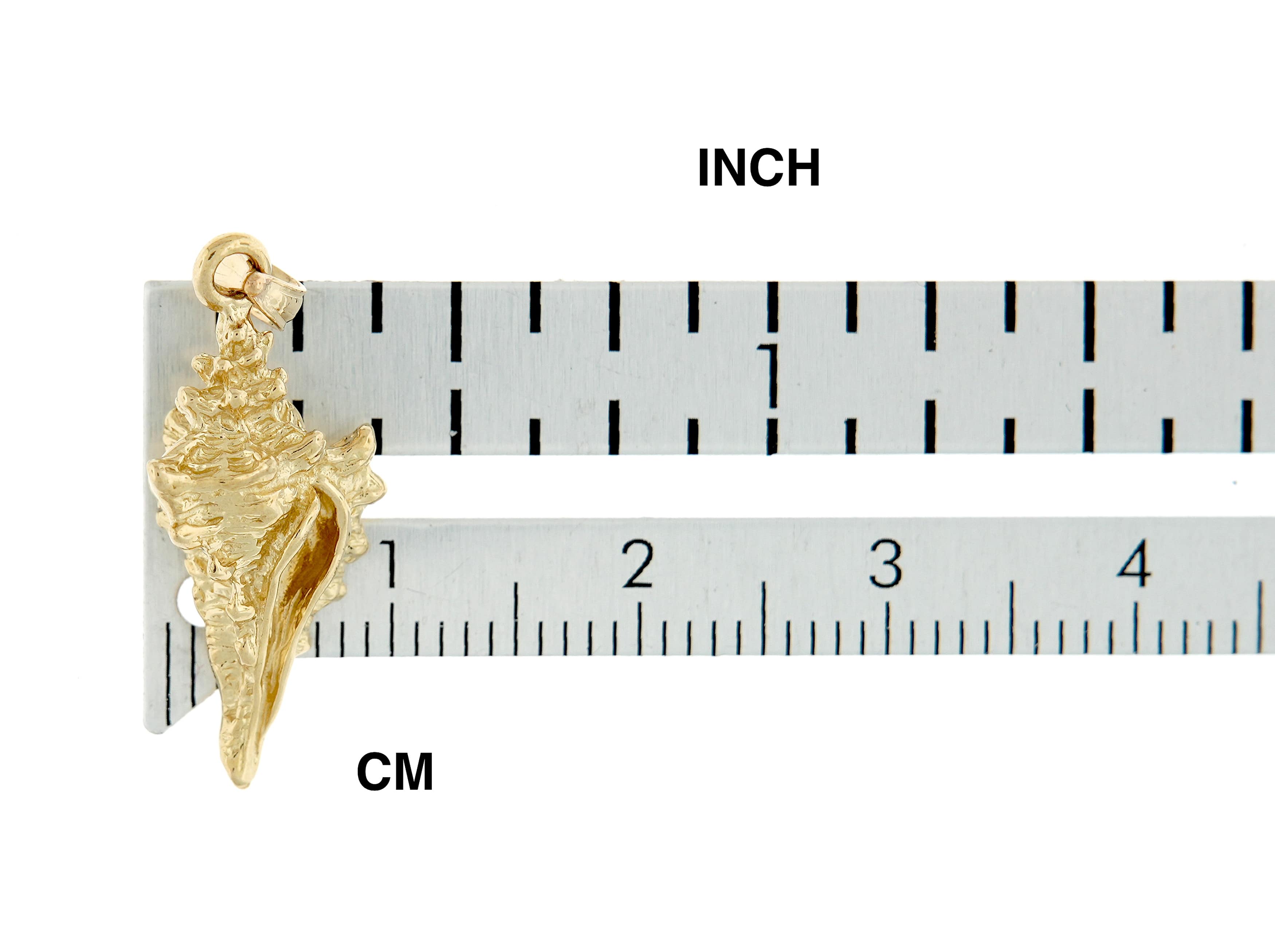 14k Yellow Gold Conch Shell Seashell 3D Pendant Charm