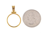 Charger l&#39;image dans la galerie, 14K Yellow Gold Holds 18mm Coins or U.S. Dime 1/10 oz Panda 1/10 oz Cat Screw Top Coin Holder Bezel Pendant

