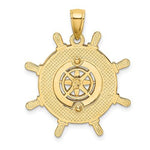 이미지를 갤러리 뷰어에 로드 , 14k Yellow Gold Ship Wheel Nautical Compass Medallion Pendant Charm
