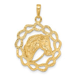 Cargar imagen en el visor de la galería, 14k Yellow Gold Horse Pony Head Horseshoes Pendant Charm
