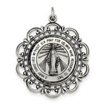 Lade das Bild in den Galerie-Viewer, Sterling Silver Blessed Virgin Mary Miraculous Medal Ornate Pendant Charm
