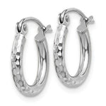 將圖片載入圖庫檢視器 14K White Gold Diamond Cut Round Hoop Textured Earrings 12mm x 2mm
