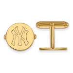 Φόρτωση εικόνας στο εργαλείο προβολής Συλλογής, 14k 10k Yellow White Gold or Sterling Silver New York Yankees LogoArt Licensed Major League Baseball MLB Cuff Links
