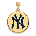 이미지를 갤러리 뷰어에 로드 , Sterling Silver Gold Plated Enamel New York Yankees LogoArt Licensed Major League Baseball MLB Round Disc Pendant Charm

