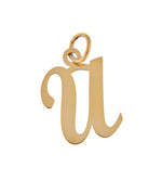 Indlæs billede til gallerivisning 14K Yellow Gold Initial Letter U Cursive Script Alphabet Pendant Charm
