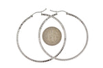 Charger l&#39;image dans la galerie, 14K White Gold Diamond Cut Round Hoop Textured Earrings 45mm x 2mm
