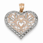 Indlæs billede til gallerivisning 14k Rose Gold and Rhodium Filigree Heart Pendant Charm
