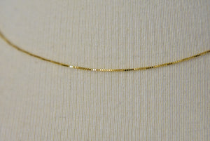 14k Yellow Gold 0.5mm Thin Box Bracelet Anklet Choker Necklace Pendant Chain