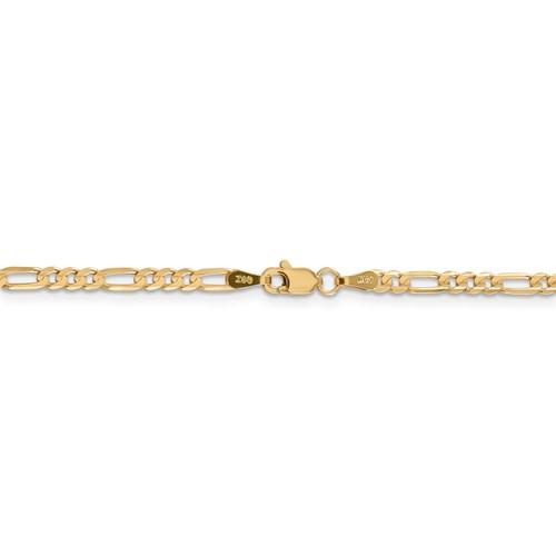 14K Yellow Gold 3mm Concave Open Figaro Bracelet Anklet Choker Necklace Pendant Chain