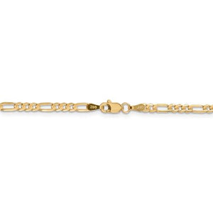 14K Yellow Gold 3mm Concave Open Figaro Bracelet Anklet Choker Necklace Pendant Chain