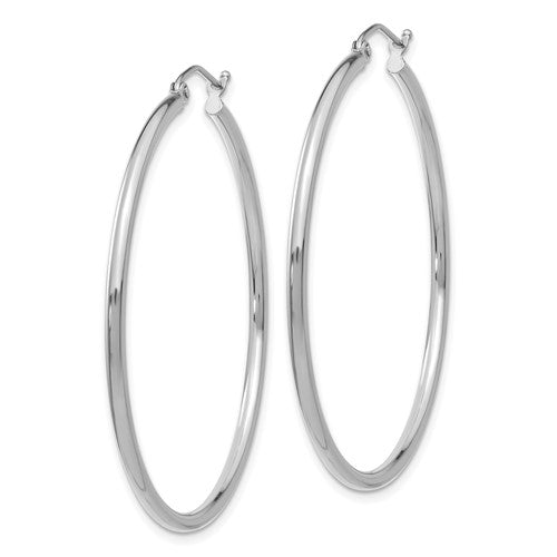 14K White Gold 45mm x 2mm Classic Round Hoop Earrings