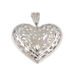 Φόρτωση εικόνας στο εργαλείο προβολής Συλλογής, Sterling Silver Puffy Filigree Heart 3D Large Pendant Charm
