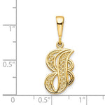 Load image into Gallery viewer, 14K Yellow Gold Initial Letter J Cursive Script Alphabet Filigree Pendant Charm
