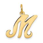 Carregar imagem no visualizador da galeria, 14K Yellow Gold Initial Letter M Cursive Script Alphabet Pendant Charm
