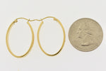 Kép betöltése a galériamegjelenítőbe: 14k Yellow Gold Classic Oval with Floral Design Hoop Earrings
