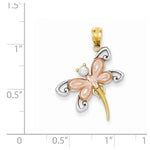 Afbeelding in Gallery-weergave laden, 14k Gold Two Tone and Rhodium Dragonfly Pendant Charm
