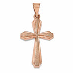 Afbeelding in Gallery-weergave laden, 14k Rose Gold Brushed Polished Latin Cross Pendant Charm
