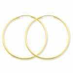 Afbeelding in Gallery-weergave laden, 14K Yellow Gold 36mm x 1.5mm Endless Round Hoop Earrings
