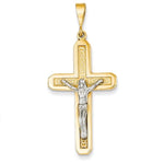Φόρτωση εικόνας στο εργαλείο προβολής Συλλογής, 14k Gold Two Tone Crucifix Cross Pendant Charm
