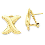 Carregar imagem no visualizador da galeria, 14k Yellow Gold Modern Contemporary X Omega Post Earrings
