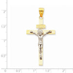 將圖片載入圖庫檢視器 14k Gold Two Tone INRI Crucifix Cross Large Pendant Charm
