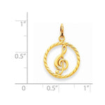 Lataa kuva Galleria-katseluun, 14k Yellow Gold Music Treble Clef Symbol Pendant Charm - [cklinternational]
