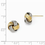 Lade das Bild in den Galerie-Viewer, 14k Gold Two Tone Textured Love Knot Post Stud Earrings
