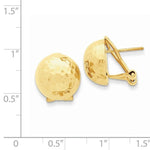Kép betöltése a galériamegjelenítőbe: 14k Yellow Gold Hammered 13mm Half Ball Omega Post Earrings

