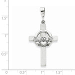 Afbeelding in Gallery-weergave laden, 14k White Gold Claddagh Cross Flat Back Pendant Charm
