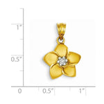 將圖片載入圖庫檢視器 14k Yellow Gold and Rhodium Plumeria Flower Small Pendant Charm
