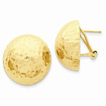 Lataa kuva Galleria-katseluun, 14k Yellow Gold Hammered 22mm Half Ball Omega Post Earrings

