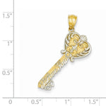 Afbeelding in Gallery-weergave laden, 14k Yellow Gold Rhodium Heart Key I Love You Pendant Charm
